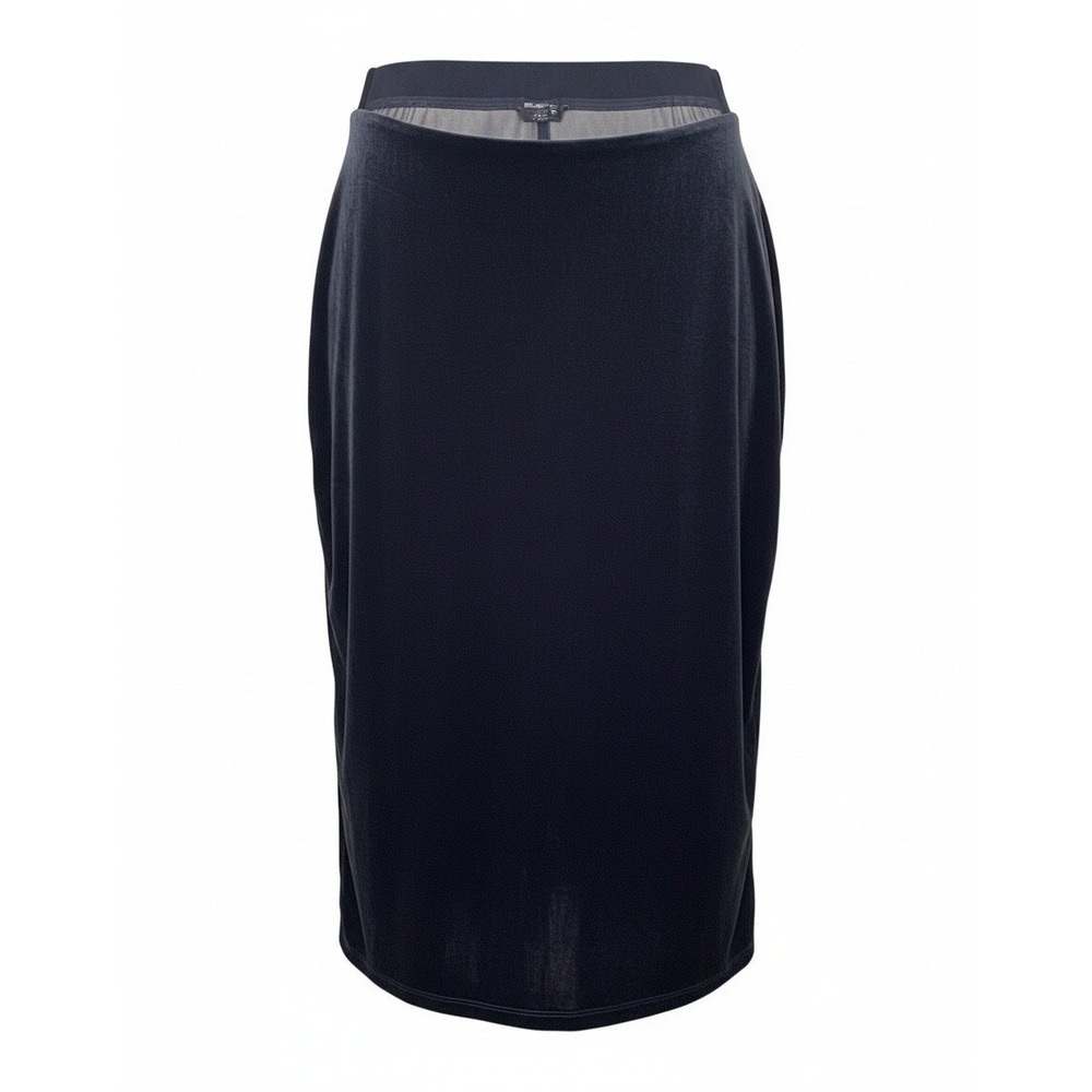 Talbots Velvet Midi Skirt Women 1X Black New NWT Plus Size Back Slit Stretch
